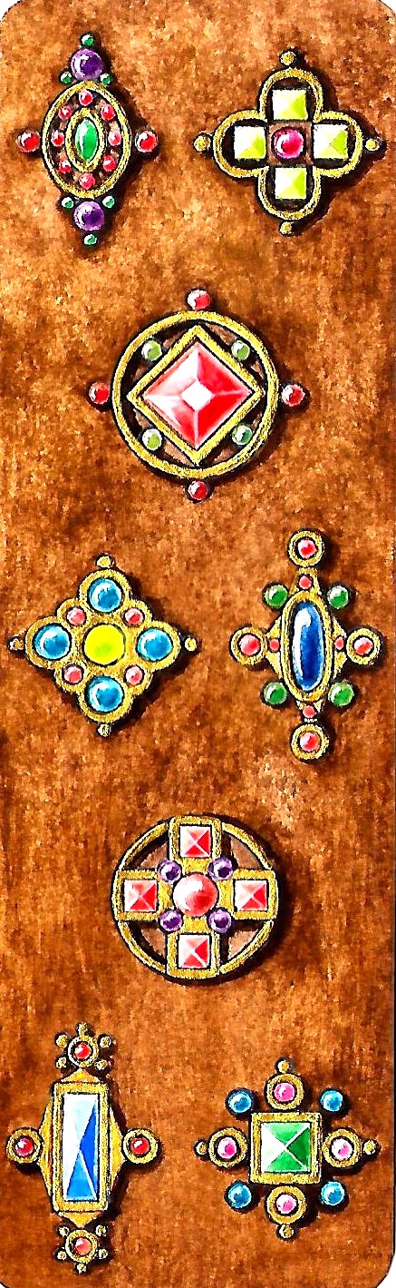 Marque-pages illustré de bijoux peints par V. Bourgaut
