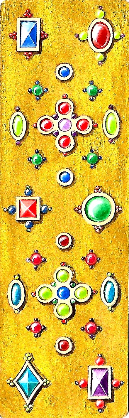 Marque-pages illustré de bijoux peints par V. Bourgaut