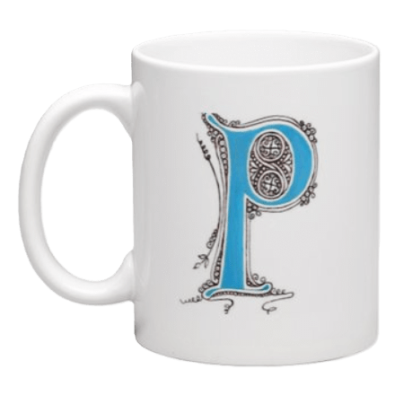 Mug avec la lettre "P" stylisé peint par V. Bourgaut