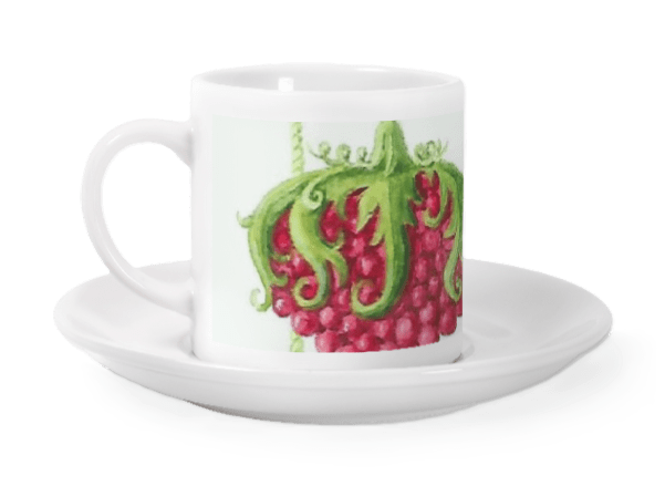 Fruit stylisé peint et créé pour une tasse par Valérie Bourgaut